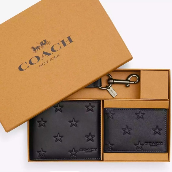 New in box Men’s Coach 3 in 1 Wallet Gift Set with Star Print. - Picture 4 of 12